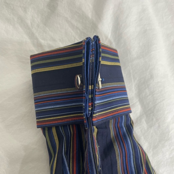 Lanzino Mens Multicolor Striped Long Sleeve Button Up Shirt Size M - Picture 9 of 13